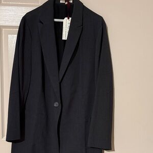 Standards & Practices Minimalist Single-Button charcoal gray Blazer